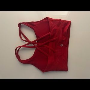 LULULEMON SIZE 2 RED BRA ENERGY LONG LINE